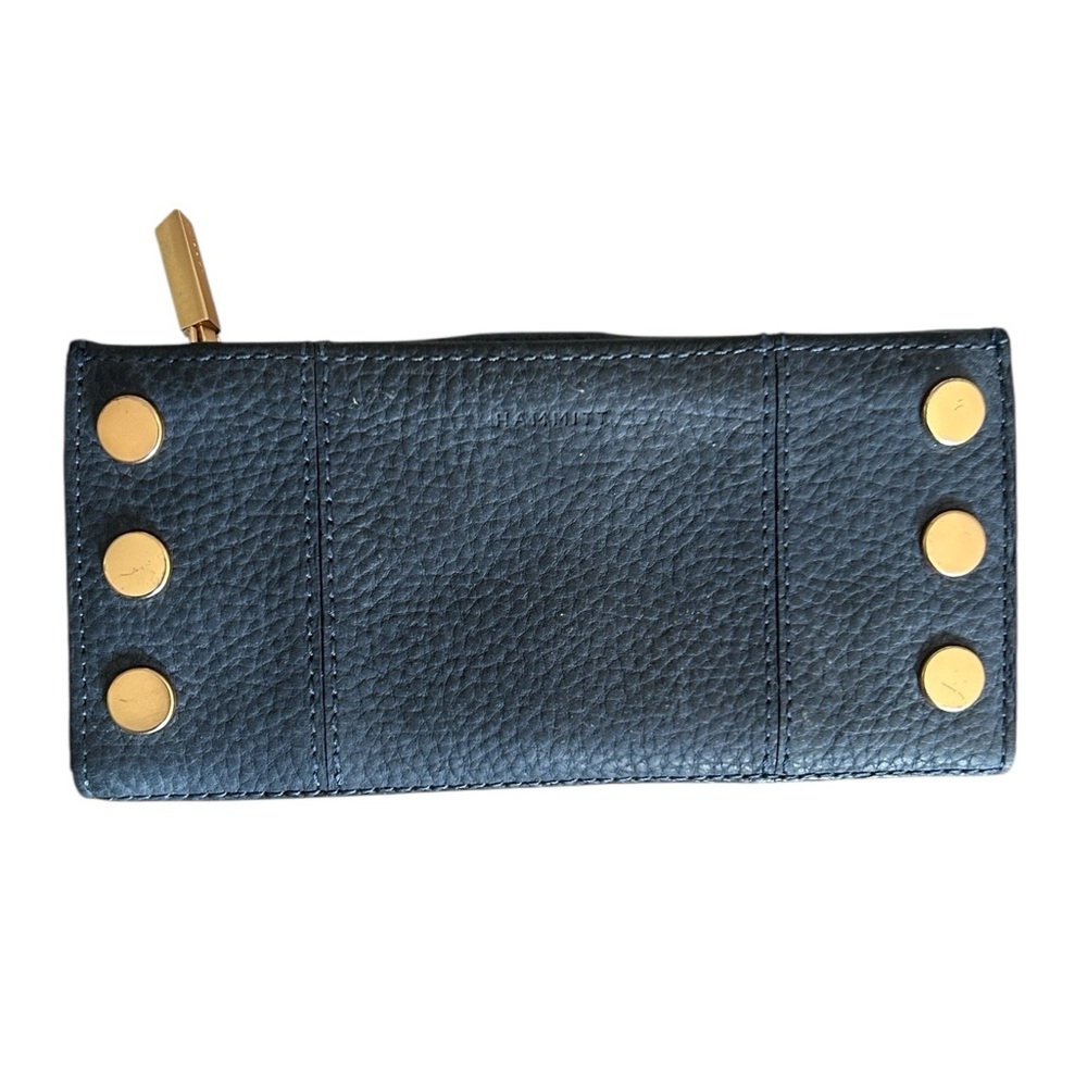 Hammitt Black Pebbled Leather Wallet with Gold Studs
